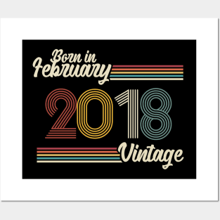 Vintage Born in February 2018 Posters and Art